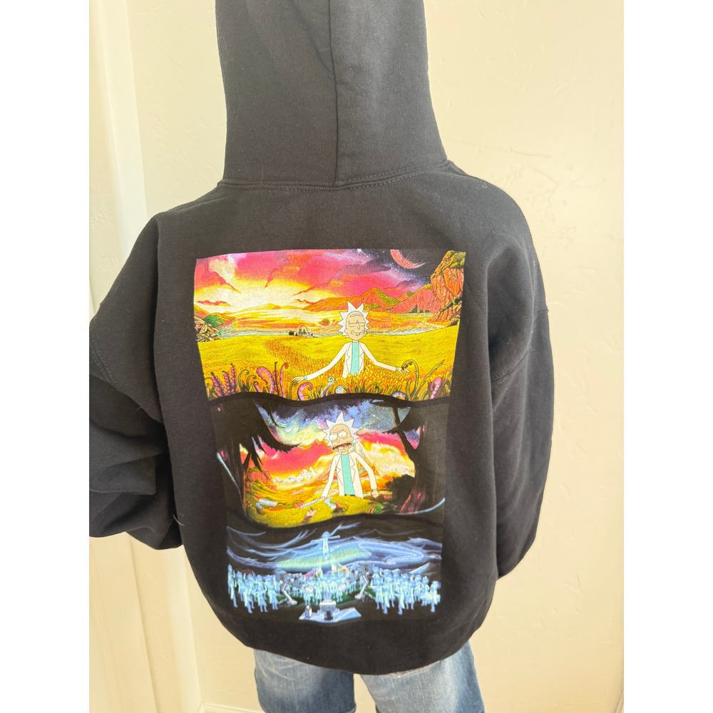 Rick and Morty Hoodie Adult Swim Black Graphic Pullover Hoodie Social Distancing